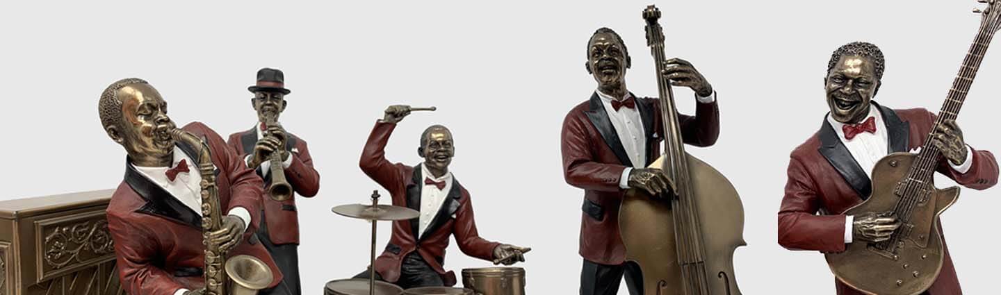 jazz musician bronze figurine