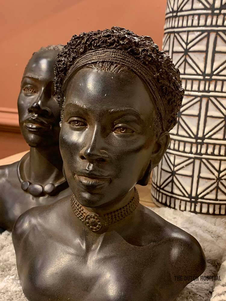 African Female Statue, Black Woman with braided hair sculpture, Black African female head 