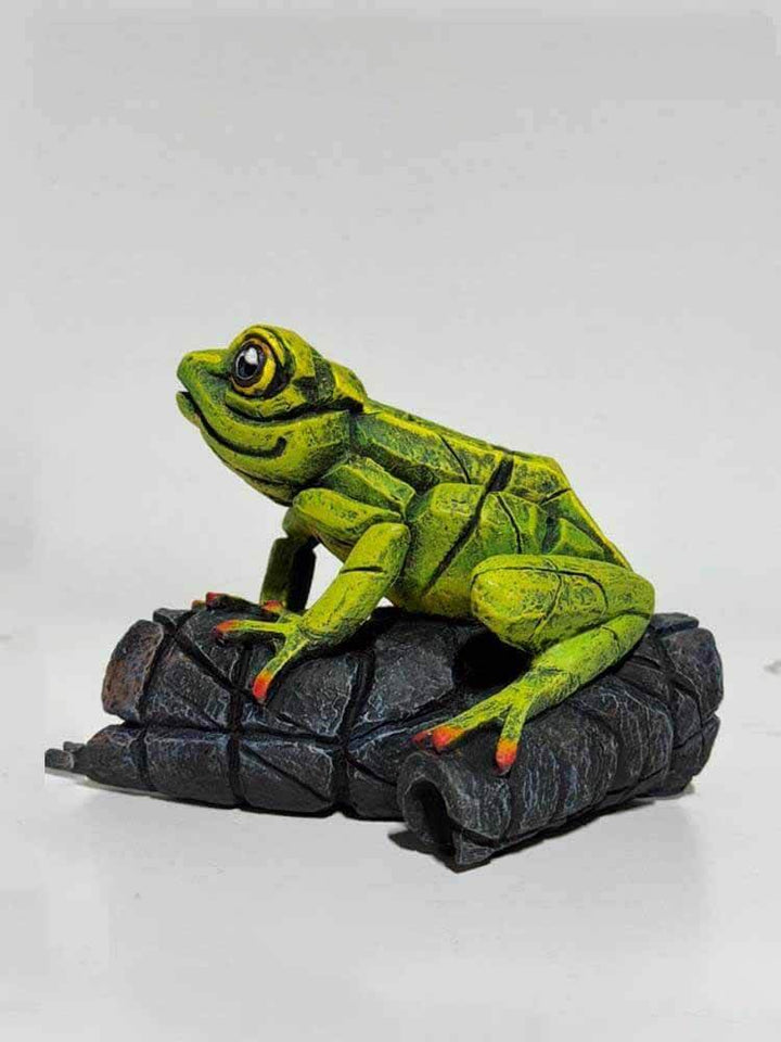 Frog Ornament, Edge Sculpture African Tree Frog Rainbow Green, Blue, 10cm