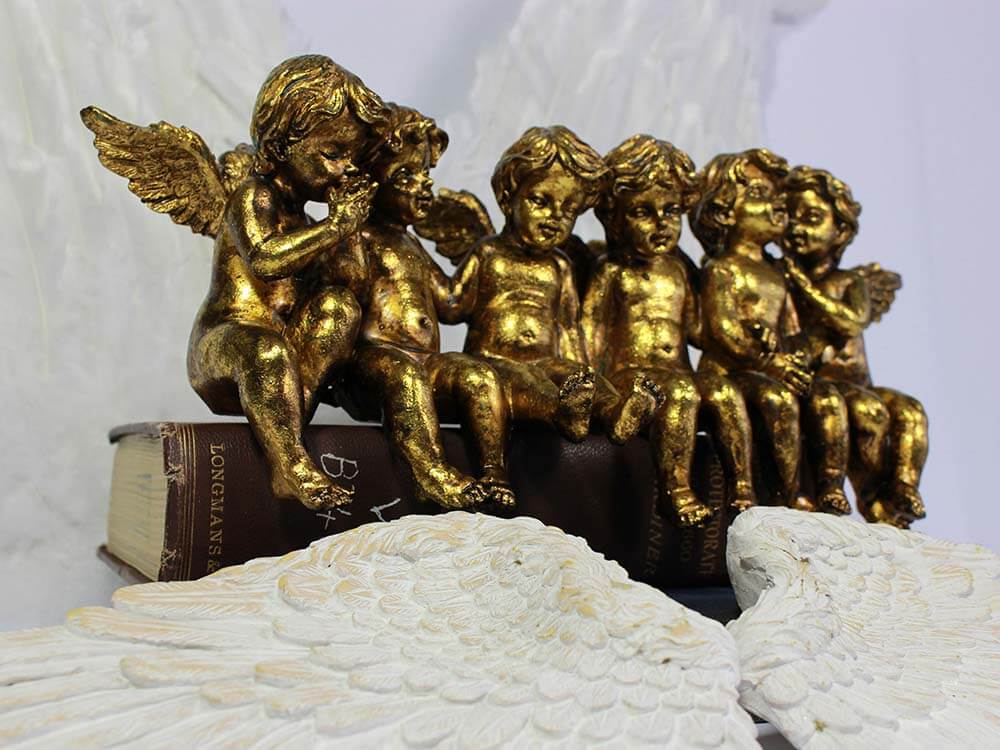 gold cherub, gold cherub set sitting ornament 