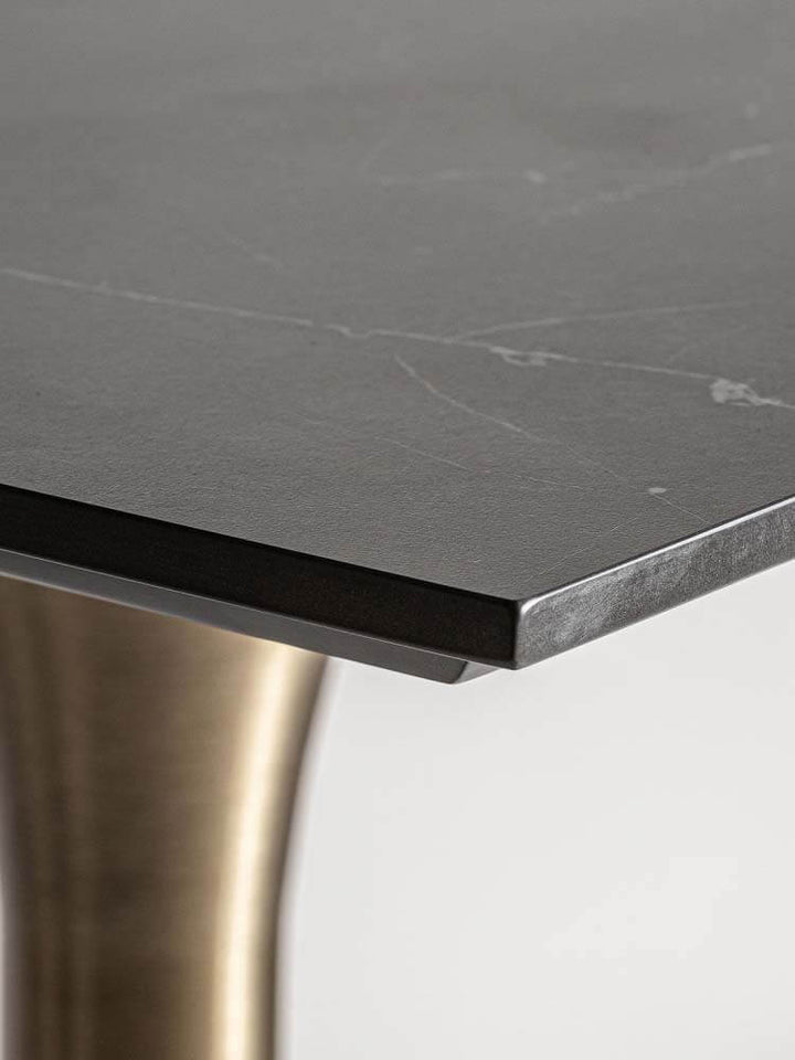 Made of steelingold colour, combined with porcelain tile in black colour BAR TABLE