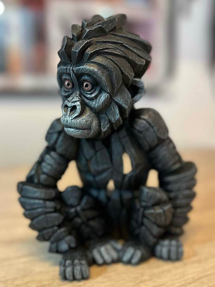 Black Baby Gorilla Figure by Edge Sculpture, Decorative Animal Figures
