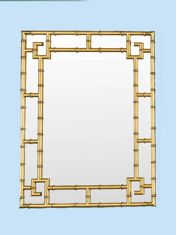 Large rectangle Faux Bamboo mirror, Bamboo effect mirror 