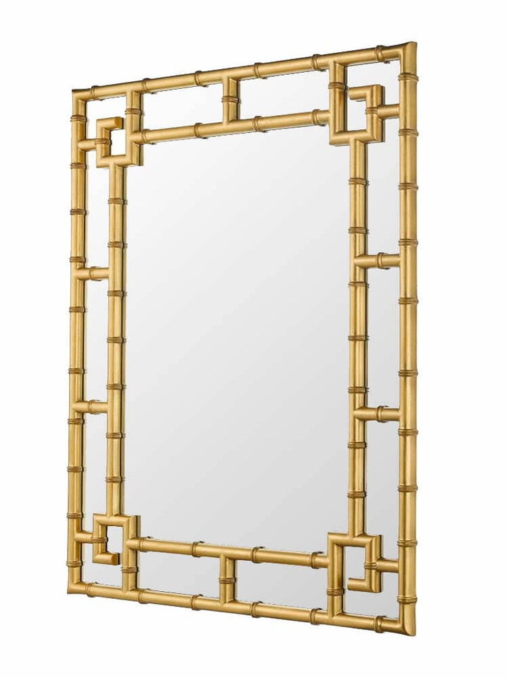 Rectangle Faux Bamboo Wall Mirror Gold