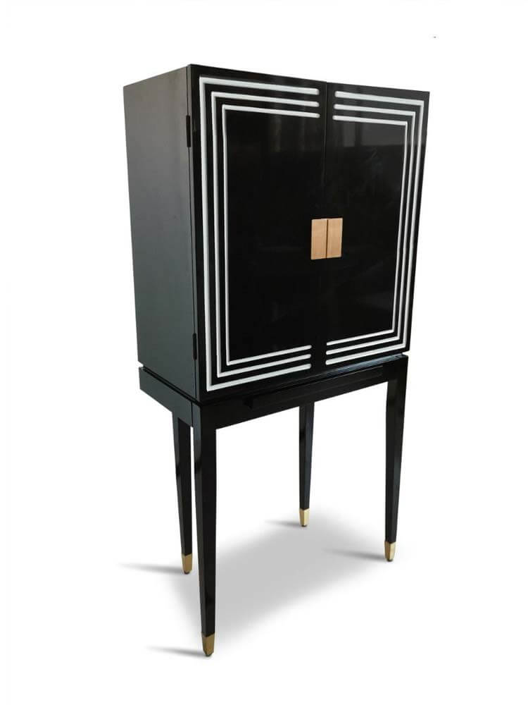 Black and white bar cabinet, Vintage drink cabinet 