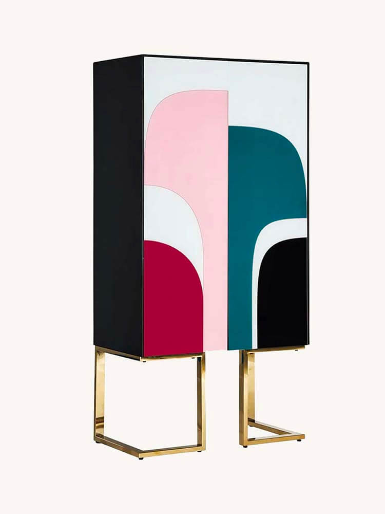 Tall Boy Bar cabinet, Art Deco furniture,  Multi Colour Bar Cabinet