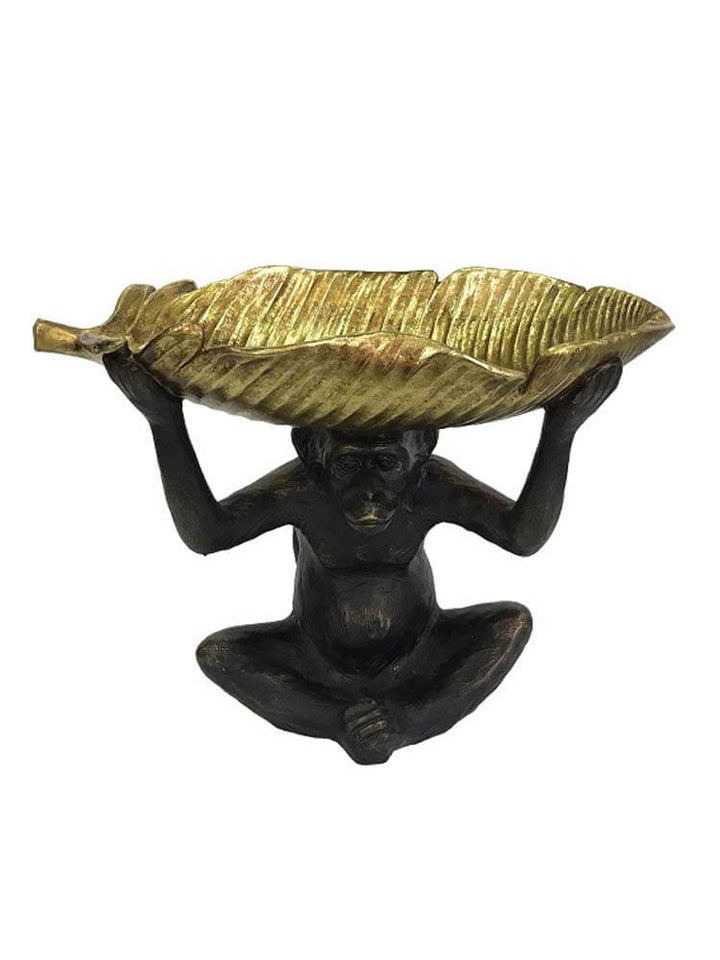 Decorative Monkey Holding Gold Storage Dish