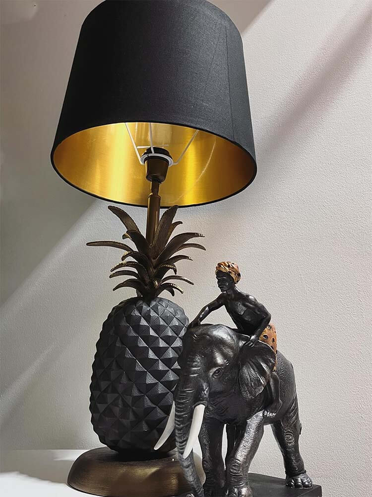 large table lamp black and gold pineapple design, large pineapple lamp