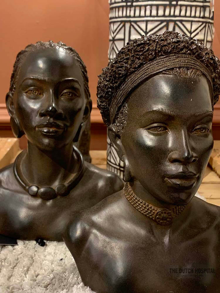 African Female Statue, Black Woman with braided hair sculpture, Black African female head 