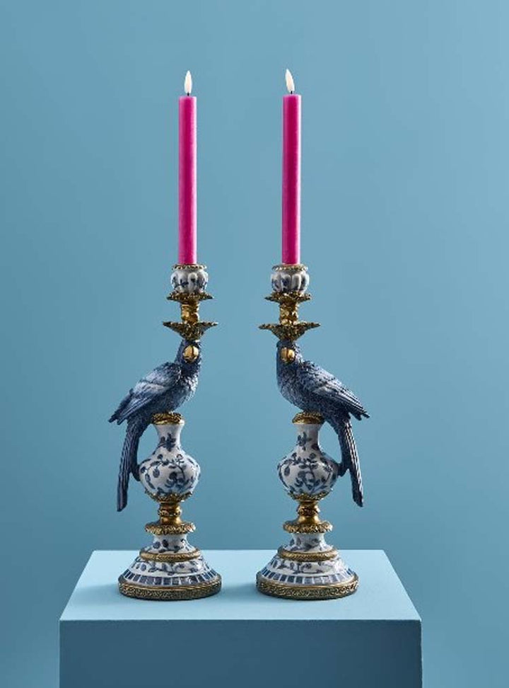 Candle Holder Parrot, Blue Parrot Candle Sticks, 40cm