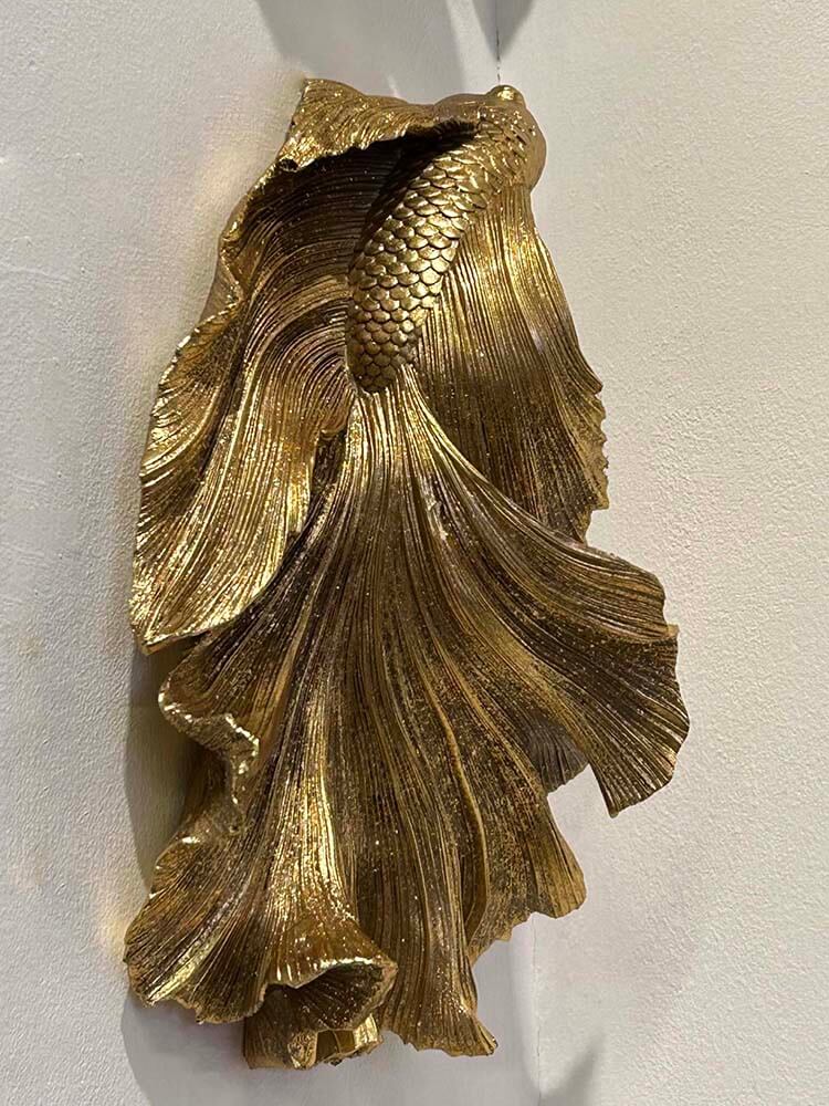 fish figurine, gold fish ornament, koi fish wall mount