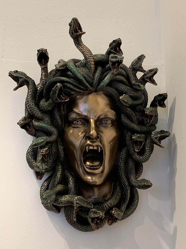 Medusa head wall plaque, Medusa, Greek monster Gorgons Sculpture