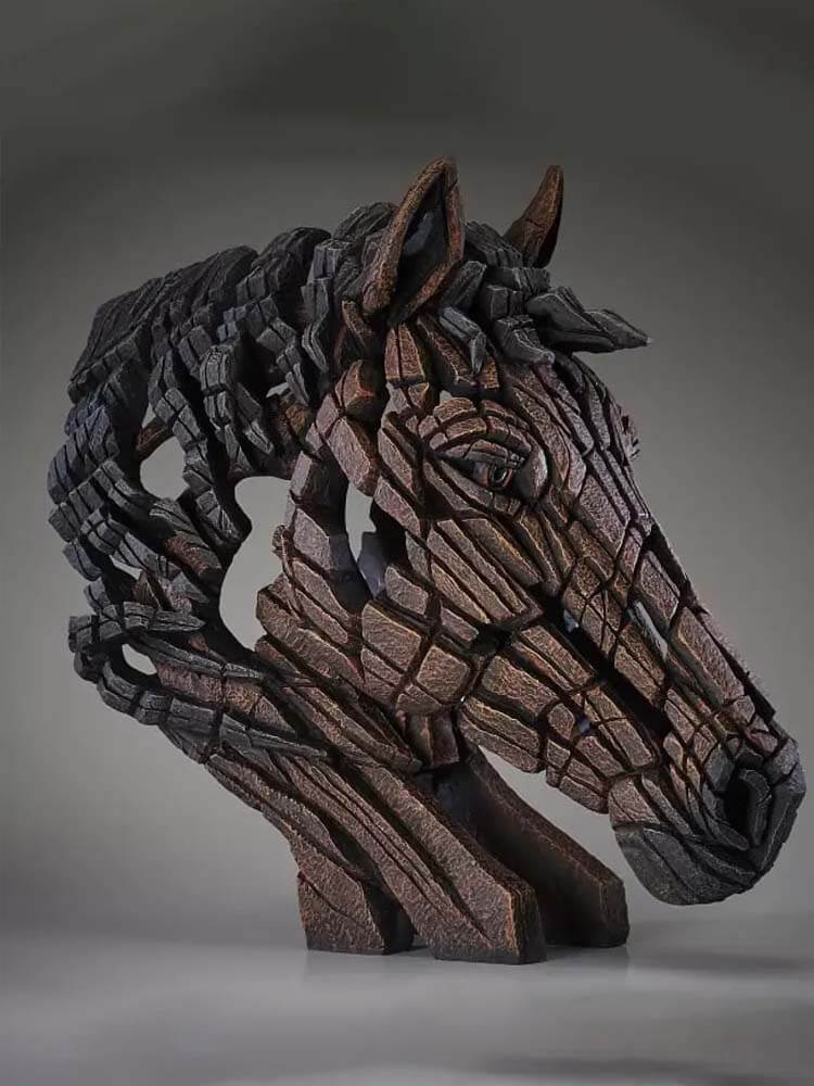 Edge Sculpture Large Horse Statue-Bay, Life Size Horse Bust Brown 