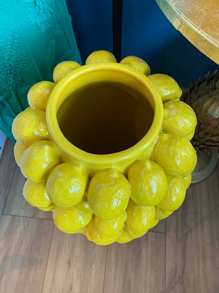 Yellow Lemon Glazed Ceramic Vase
