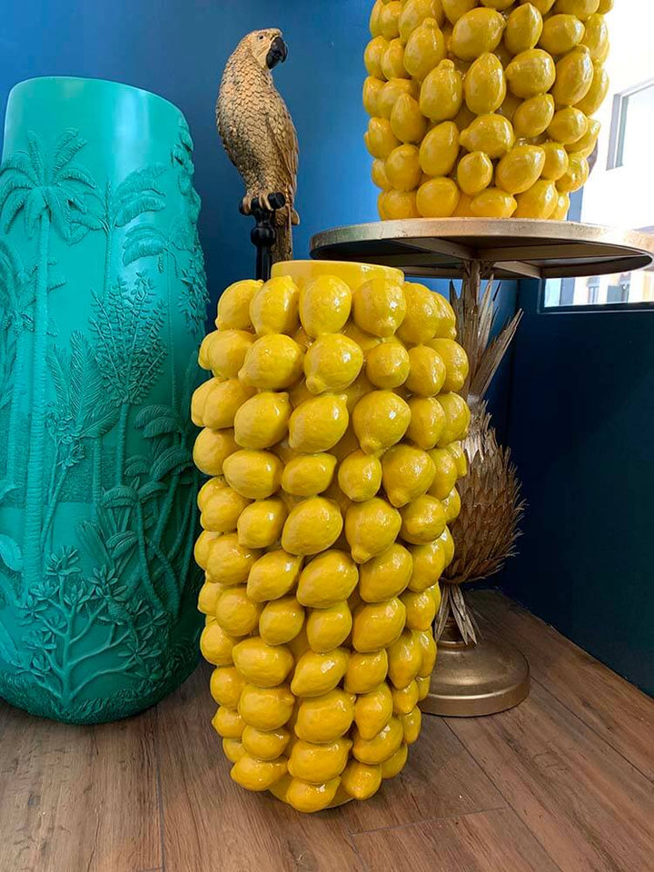 Large Lemon Vase Yellow, Sicilian Lemon Vase, 60cm