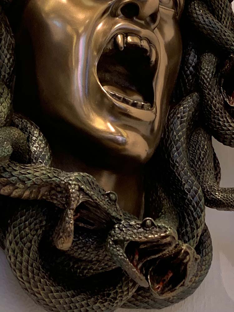 Greek sculptures medusa snake head