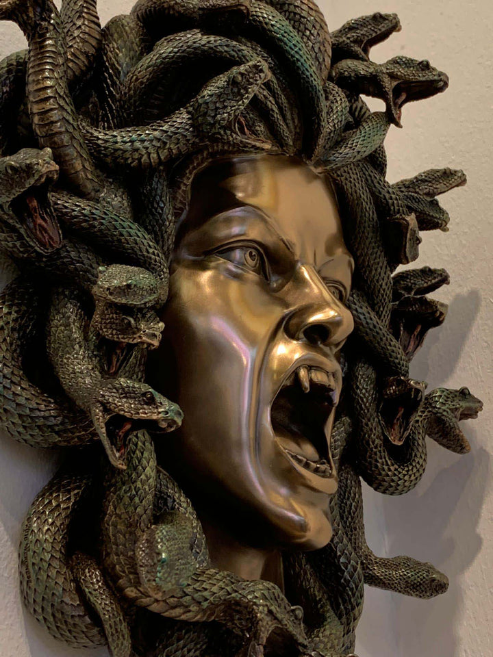 Large Greek sculptures medusa snake head