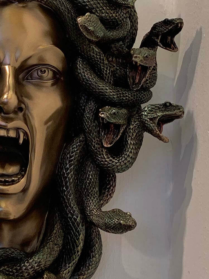 Large Greek sculptures medusa snake head