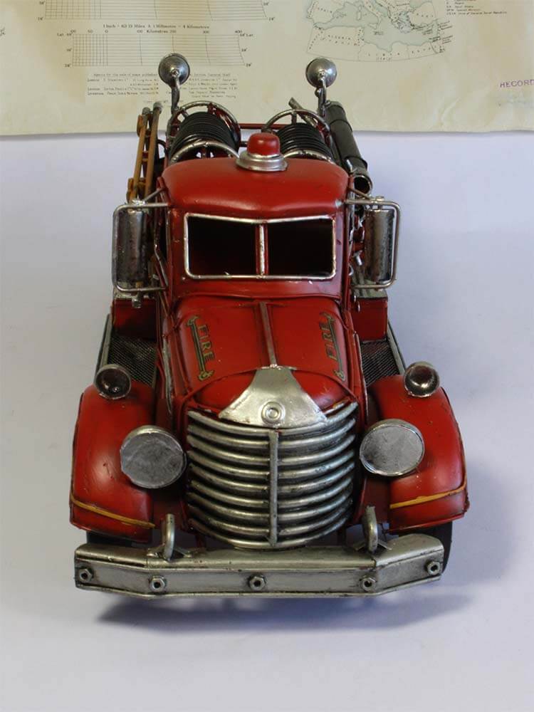 Vintage Fire Engine, Retro American Fire Truck Tin Model, 45cm