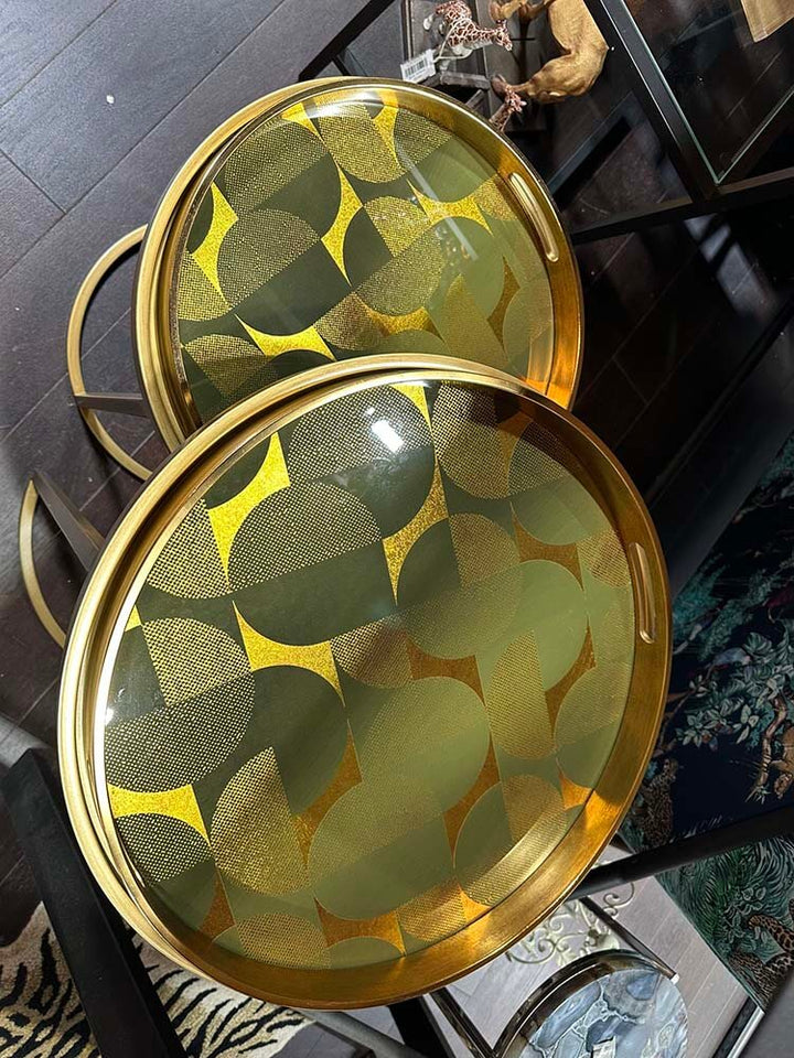 Art Deco style geometric pattern nest of tables