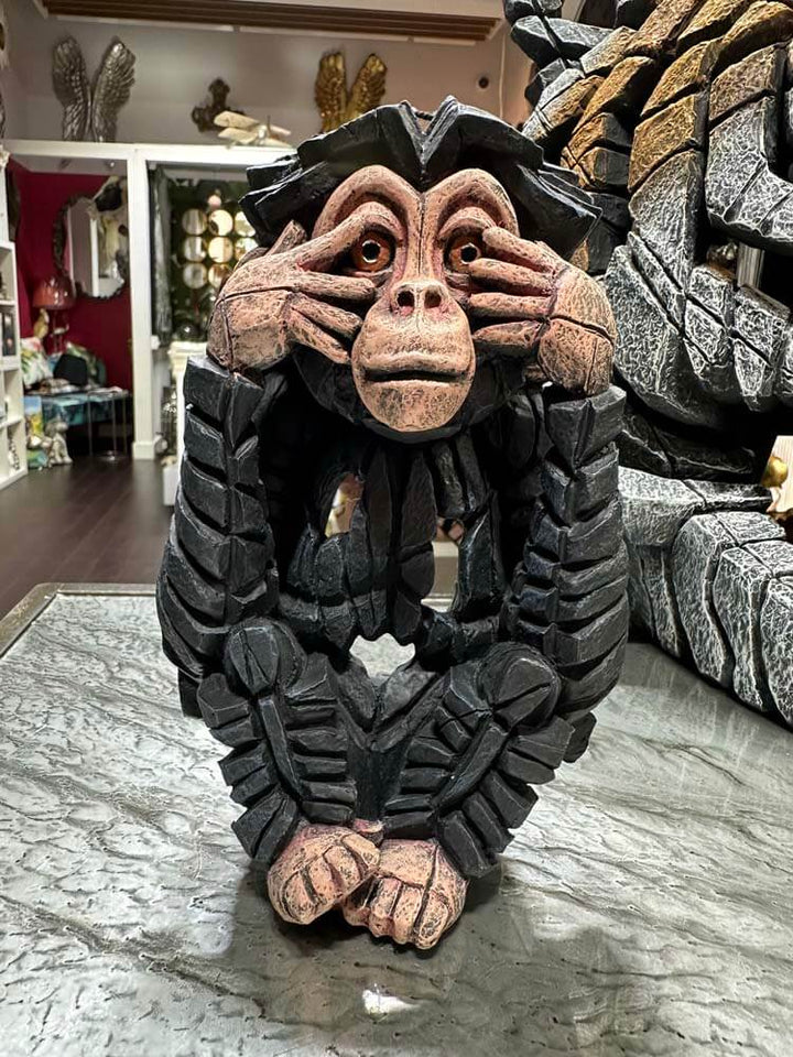 The stunning Edge Sculpture Baby Chimpanzee “See no Evil”