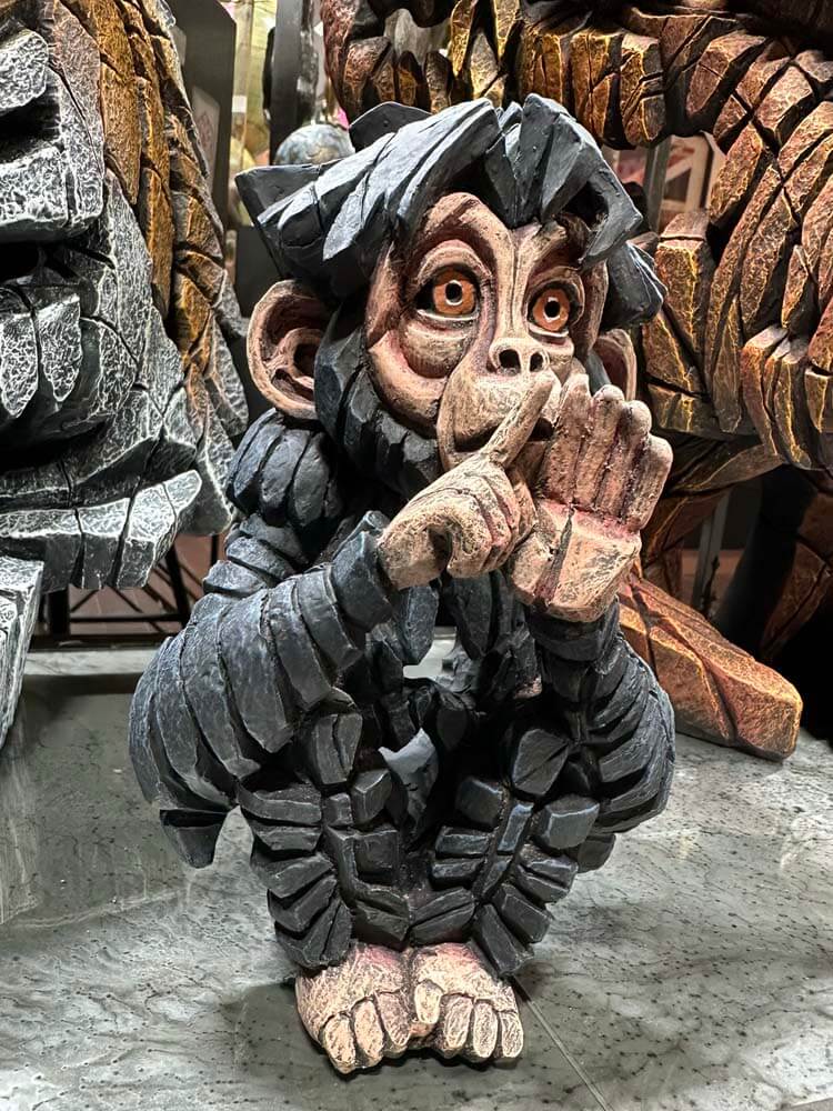 The stunning Edge Sculpture Baby Chimpanzee “Speak no Evil”