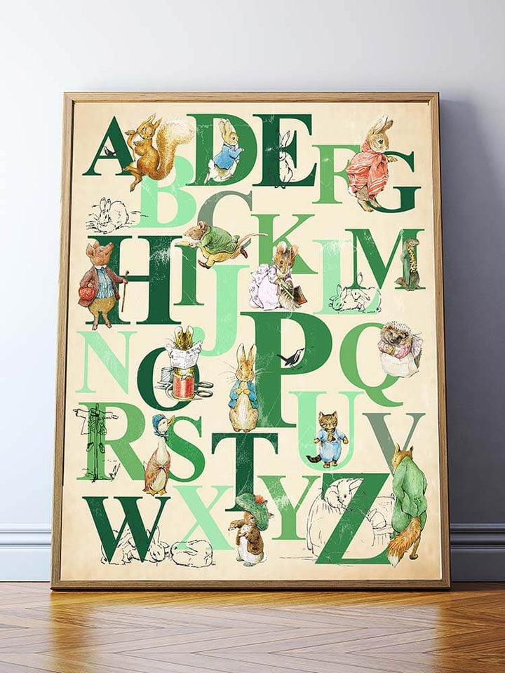 Alphabet Print, Nursery Alphabet Poster, Beatrix Potter