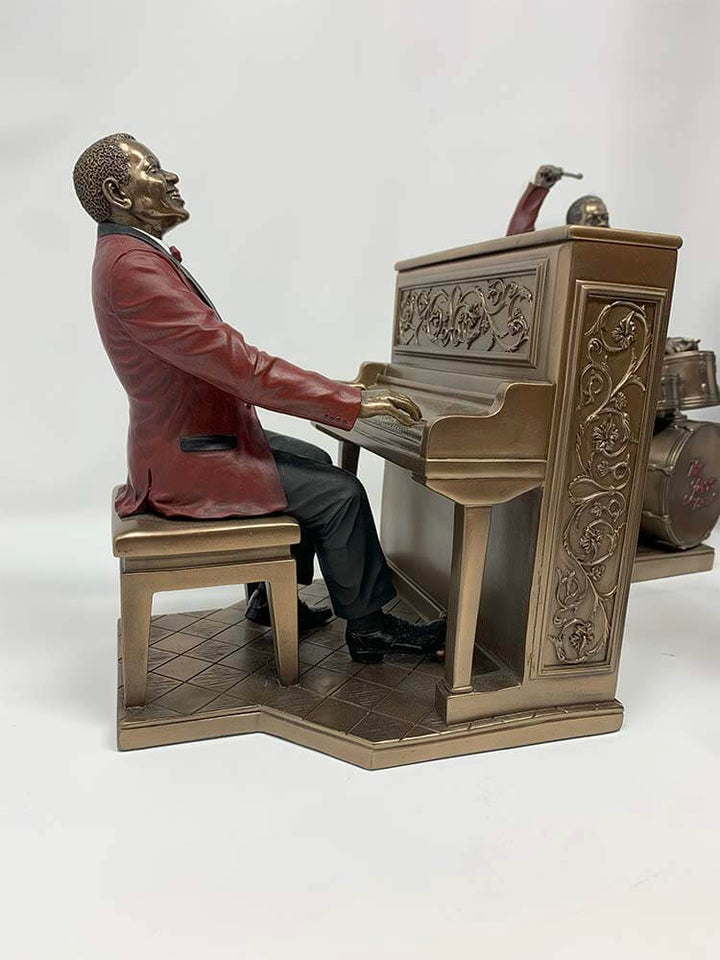 Jazz piano player bronze figurine