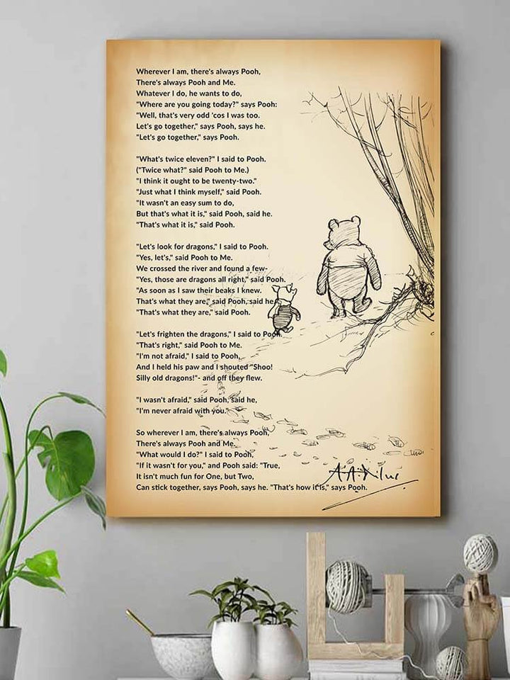 Winnie the Pooh Canvas Art, Us Two poem, Winnie the pooh canvas wall art 