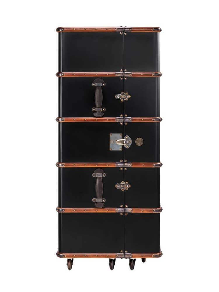 Vintage Suitcase Style Bar Cabinet Black, Stateroom Bar