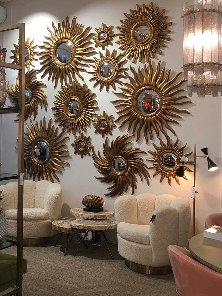 Hollywood Regency Mirrors, Gold Sun Wall Decoration Mirrors 