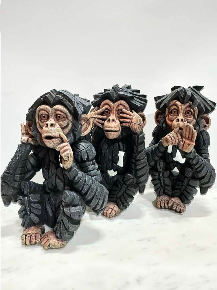 The stunning Edge Sculpture Baby Chimpanzees set of three