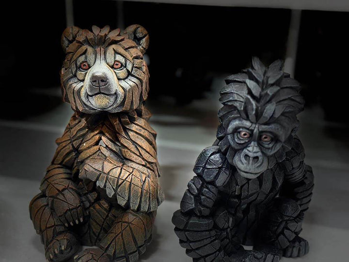 bear, brown bear sculpture, small bear cub