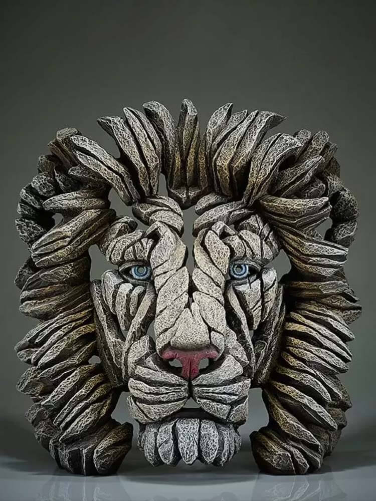 White Lion Bust by Matt Buckley, Edge Sculpture, 43cm