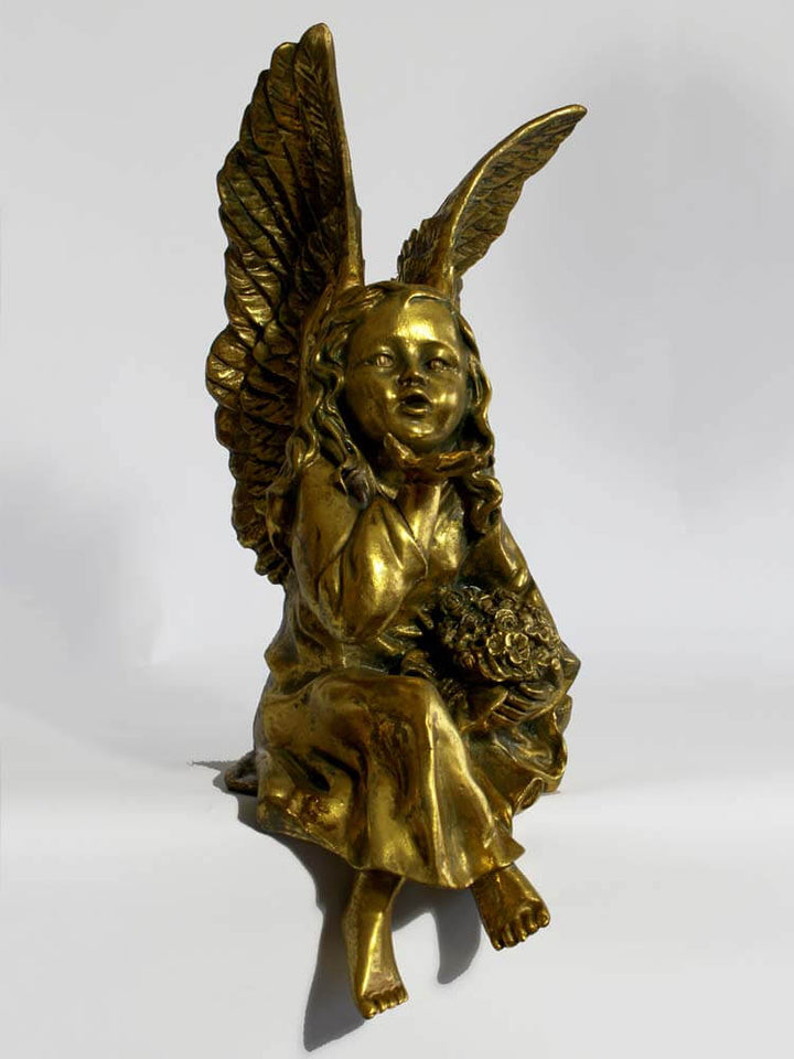 winged angel gold, angel figurine