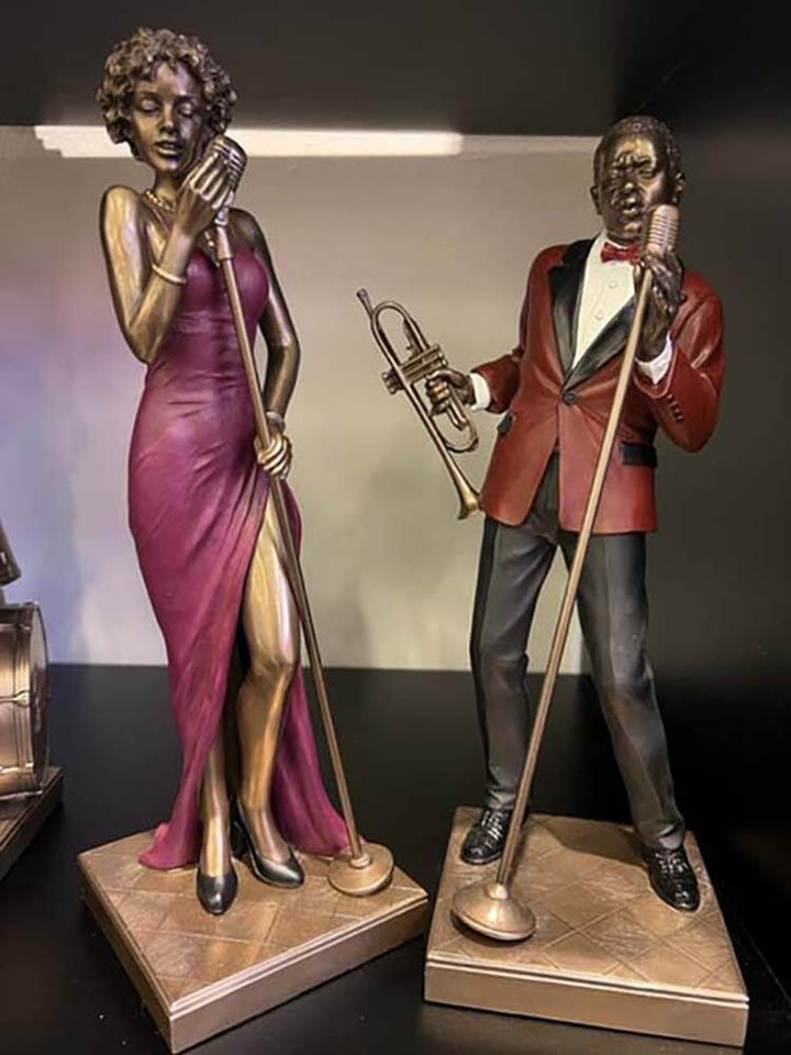 Lady Singer Figurine, Jazz Musician Bronze Figurines, 30cm