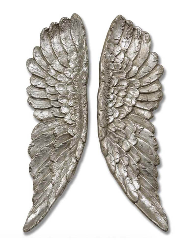 Extra Large Angel Wings Wall Art Silver