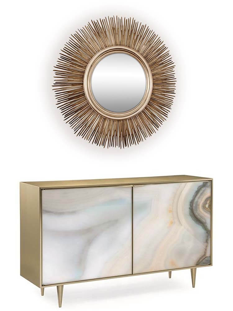 Soleil Mirror, Champagne Gold Starburst Mirror Large Sun Wall Mirror 