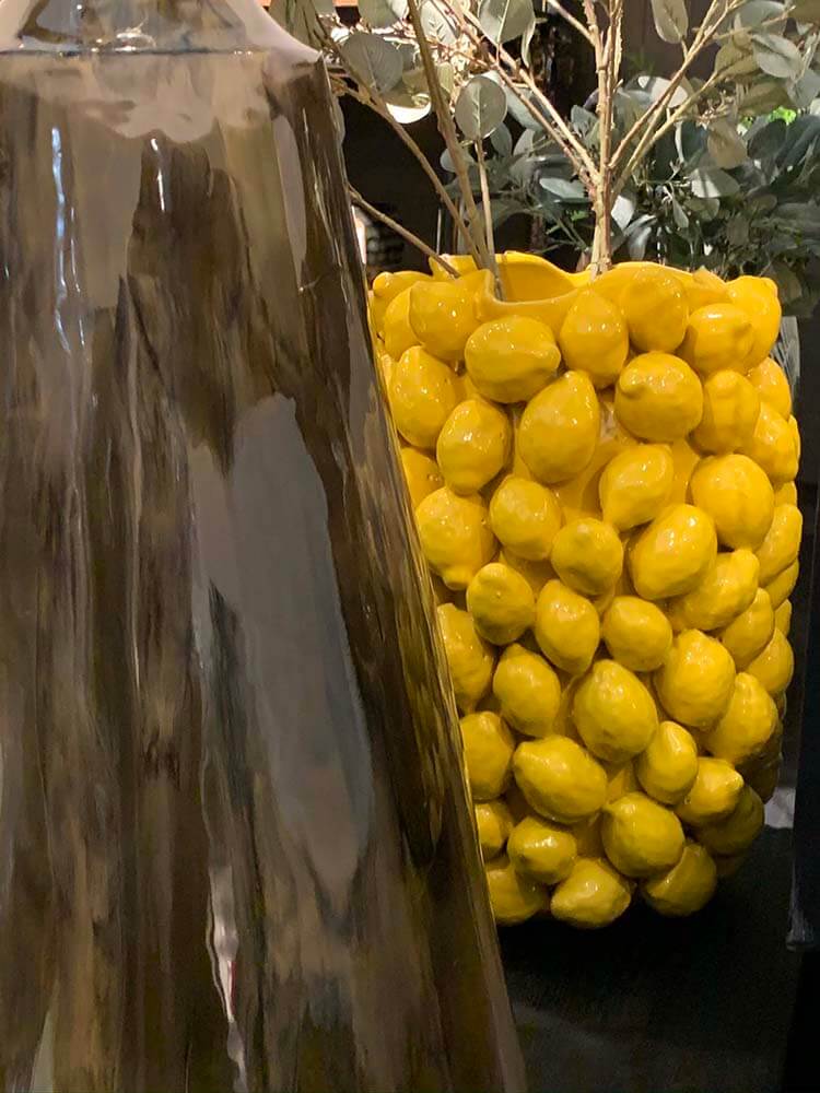 Bohemian Lemon Yellow  vase ceramic, Stunning Lemon Yellow Vase 