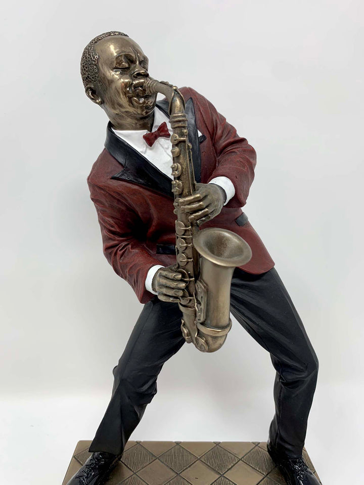 Jazz Musician Bronze Figurine, Sax Alto, American Jazz Band, 26cm