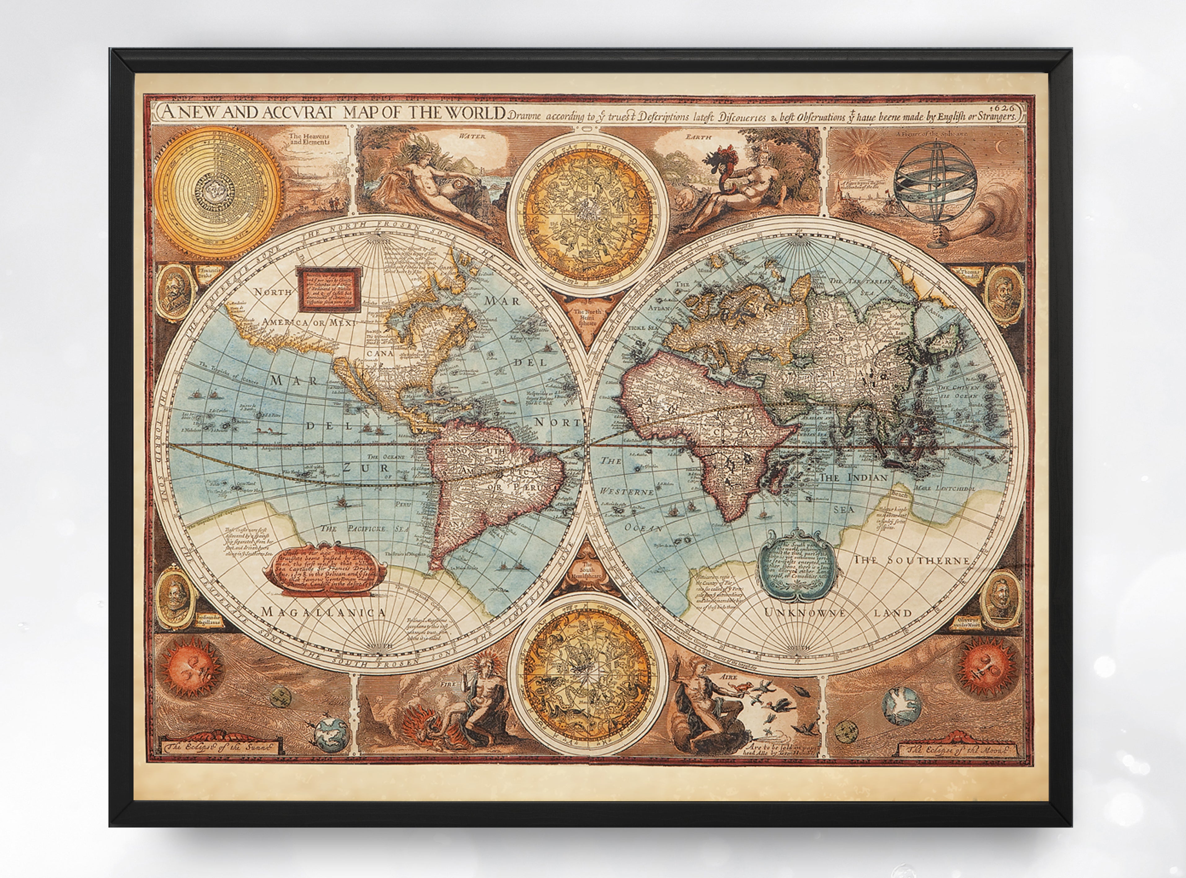 Vintage Map of the World, Antique Map Print – Dutch Hospital Luxury ...