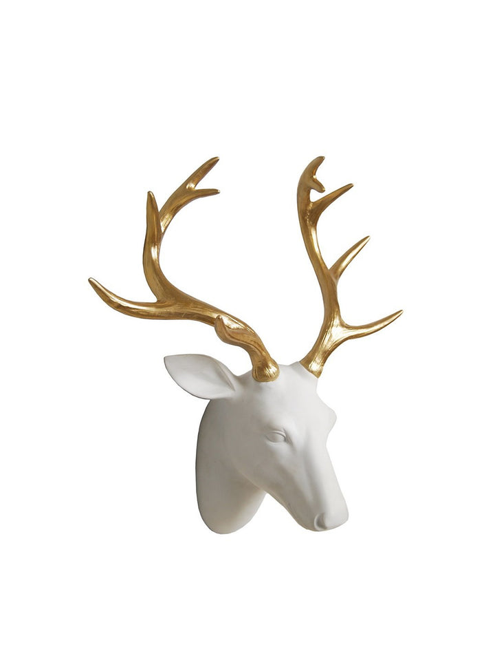 Animal Wall Decor – Gold & White Deer Head – White Stag